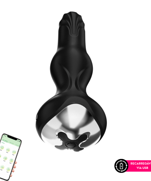 Plug anal vibratório com rotação 360° por aplicativo 9P - PRETO