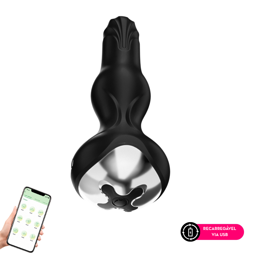 O Grego Sex Shop 1 Plug anal vibratório com rotação 360° por aplicativo 9P - PRETO