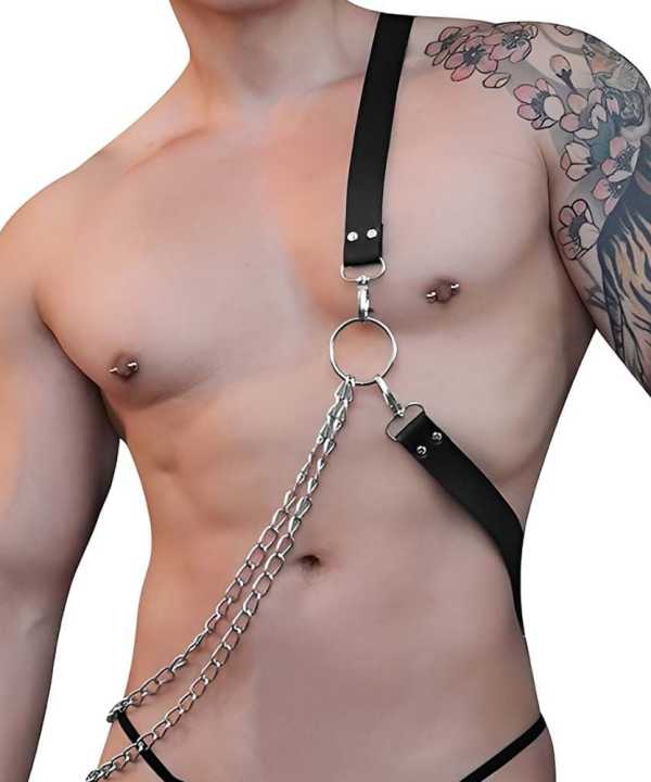 Harness Masculino Corrente 2 X 100Cm Sexy Import - PRETO