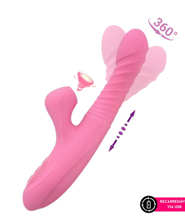 Vibrador ponto G vai e vem com aquecimento, 360º e estimulador por tecnologia de vibroar