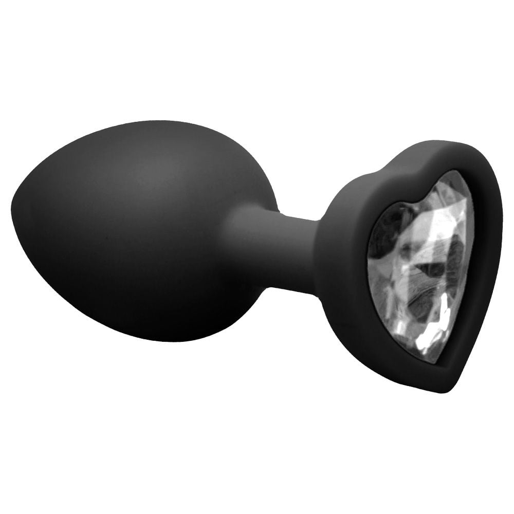 O Grego Sex Shop 1 Plug Anal Silicone Com Pedra Coração P - PRETO