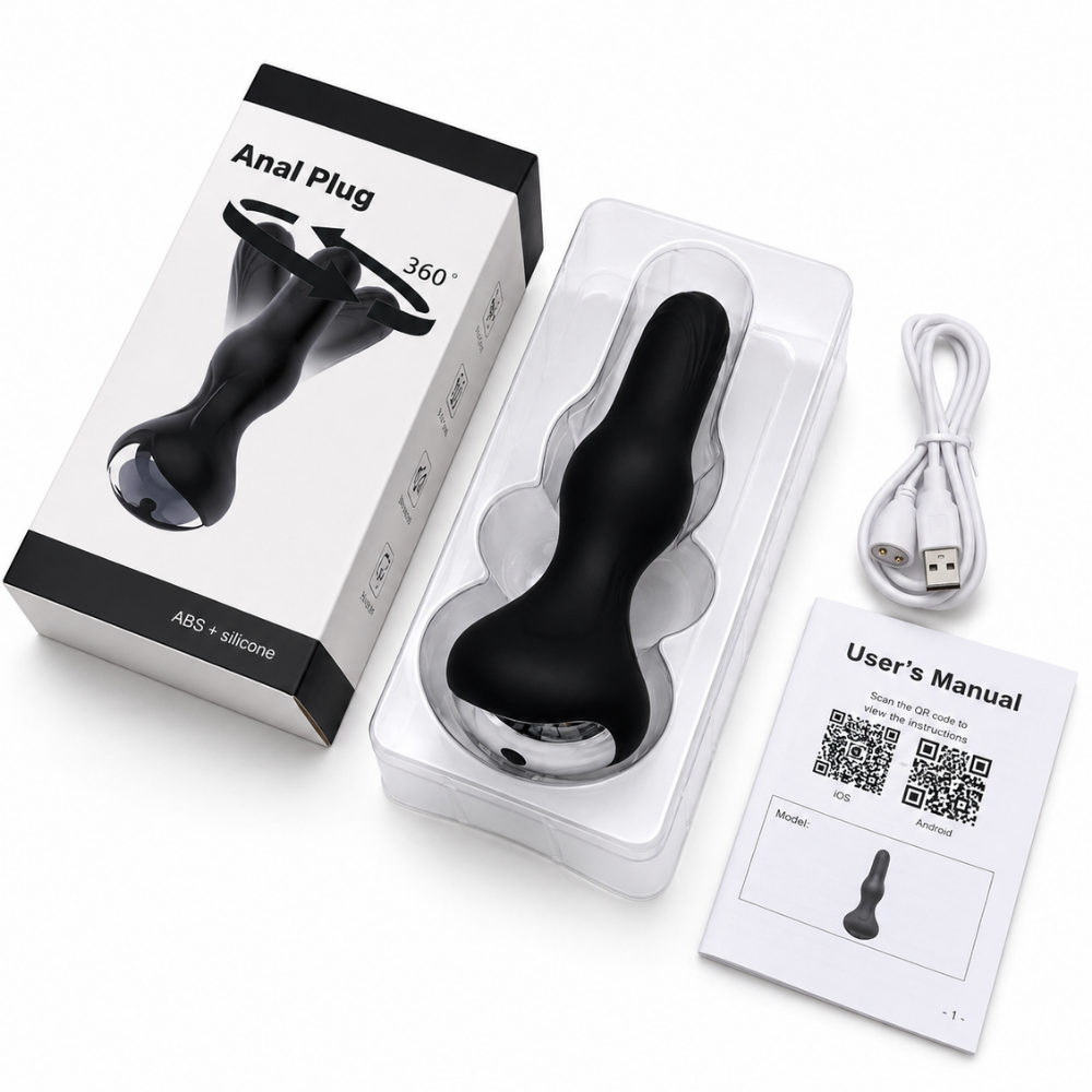 O Grego Sex Shop 10 Plug anal vibratório com rotação 360° por aplicativo 9P - PRETO - Imagem 10