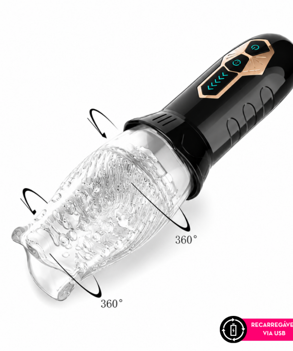 Super Masturbador Masculino Giratório 360° com 10 Vibrações