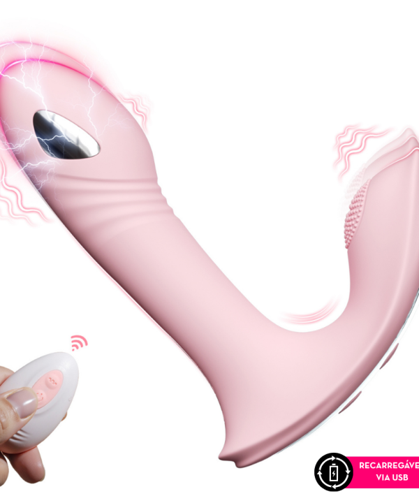 Vibrador com Estimulação Elétrica, Ponta Texturizada e Controle Remoto